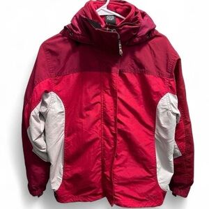 Vintage L.L Bean red and white ski jacket with hood